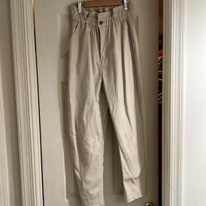 Cream faux leather pants